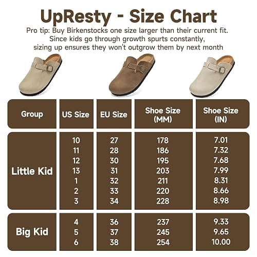 UpResty 100% Genuine Suede Toddler Kids Clogs with Arch Support, Boys Girls Infant Clogs with Comfort Memory Foam Insole, Non Slip Cork Footbed Mules for Kid with Adjustable Straps thumbnail 6