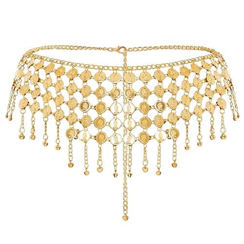 Topbuti Coins Belly Dance Hip Scarf Belt Belly Dancing Coins Skirts Chain Belt for Bellydance Halloween Costume Accessory - Image 1