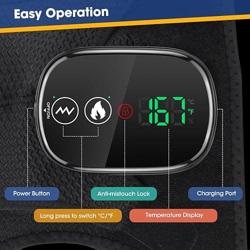 Cordless Shoulder Heating Pad with Massage, Heated Shoulder Wrap with Massage for Rotator Cuff Shoulder Brace, Shoulder Massager for Pain Relief Deep Tissue, Black thumbnail 9