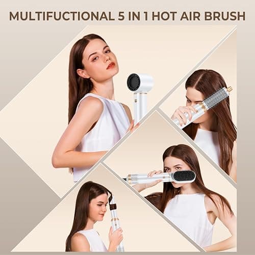 5 in 1 Blow Dryer Brush, Upgrade Hair Dryer Brush Air Curler Air Curling Wrap Styler, Detachable Hot Air Brush Negative Ion Curling Brush Iron, Hair Styling Tools for Drying Curling Straightening thumbnail 5