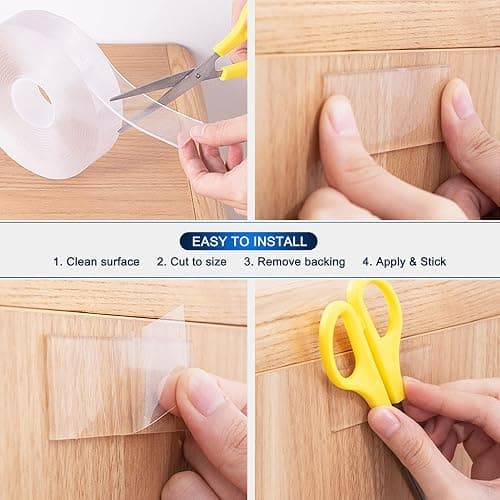 SANKEMU Double-Sided Tape Heavy Duty 9.84 FT x 1.18 in – Clear Removable Mounting Tape for Walls, Carpet, Rugs, Posters – Reusable, No-Residue, Indoor/Outdoor Nano Gel Grip thumbnail 4