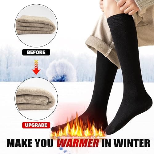 we fleece 5 Pairs Warm Knee High Socks for Women-Thermal Cotton Socks for Hiking,Work,Winter,Gifts thumbnail 5