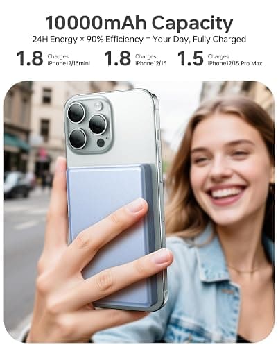 ULiXWH 10,000mAh for MagSafe Power Bank Ultra Slim, Magnetic Wireless Charger with USB-C Cable, Fast Charging Portable Battery for iPhone 17 Pro Max/17 Pro/Air/16/15/14/13, Blue thumbnail 2