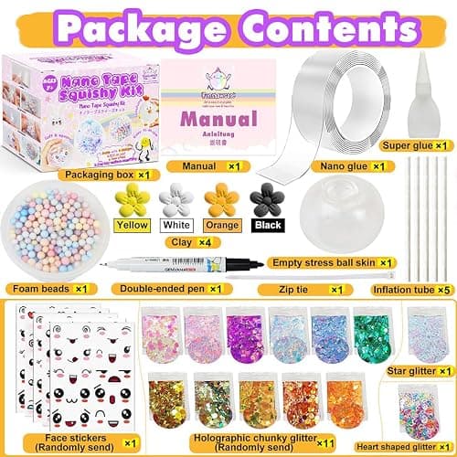 FUNSHOWCASE Nano Tape Bubble Kit with Clay, Marker, 6-Design Guide Squishy Maker Set thumbnail 2