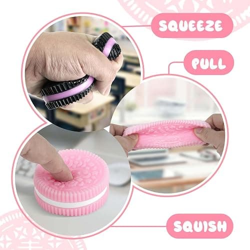Gytera Sticky Cookie Squishies Fidget Toys Adults, Squeeze Toys Fidget Toys for Autism, Stress Balls for Adults Fidgets Birthday Easter Basket Stuffers(2 Pack Pink Black) thumbnail 4