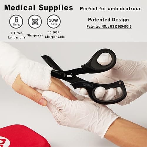 MEUUT 3 Pack Medical Scissors and Penlights for Nurses Medical Supplies with Two Medical Pen lights Four Batteries, One 8 inches Ergonomical Bandage Scissors Trauma Shears for First Aid EMT thumbnail 3