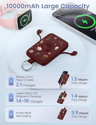 RORRY CharmGo Portable Charger, 10000mAh 20W Fast Charging Power Bank | Built-in Cables, Travel Keychain Battery Pack Essentials for Apple Watch 1~12 Series/Ultra/SE & iPhone 18 Pro Max/17/16/15 thumbnail 5