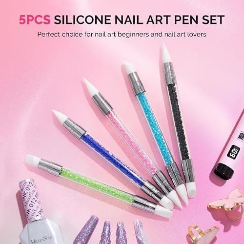 MelodySusie 5 Pcs Nail Art Sculpture Pen Acrylic Dual Tipped Brushes for Resin Nail Art Tools for Design Nail Foil Carving Drawing Effect Shaping Drawing Nail Tools for Home Salon thumbnail 6