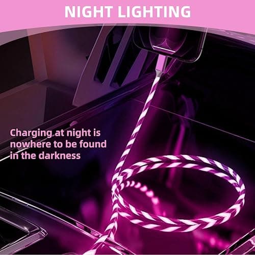 USB C Charger Cable 2M 60W Light Up Type C Cable Fast Charging Lead Braided | USB A to USB C Support Data Transmission for iPhone Samsung Galaxy S24 S23 Note 10 Pixel 7 iPad Switch PS5 thumbnail 4