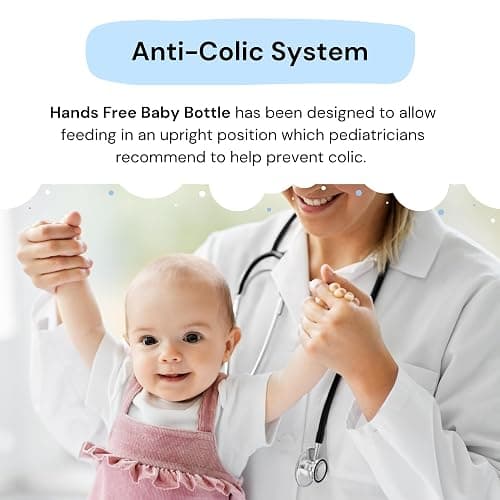 Hands-Free Baby Bottle - Anti-Colic Nursing System 9 oz Baby Bottle with Fast Flow Nipple/Teat 3m+ with Tube Straw Feeding System for Toddler (2 Bottles - Elephant) thumbnail 3