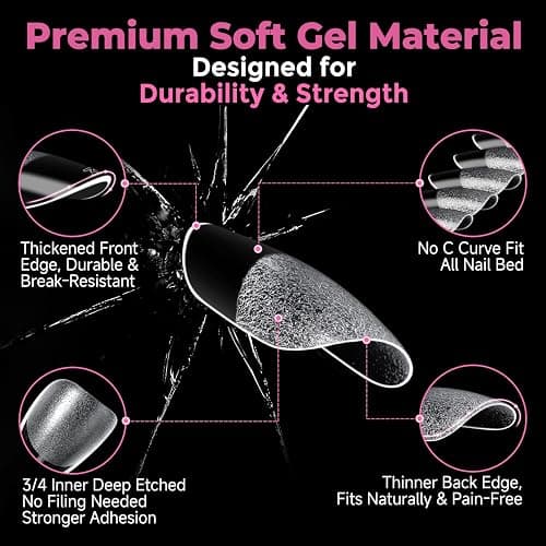 UNA GELLA Extra Short Almond Nail Tips, 15 Sizes Pre-Shaped Full Cover | 300Pcs Flexible Soft Gel Clear XS Almond Tips for DIY Press on Nails, for Daily Wear, Art Design & Salon Use thumbnail 3