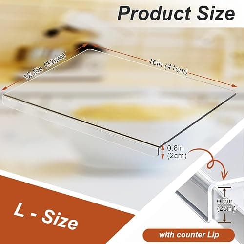 JJL Acrylic Cutting Board with Counter Lip, Anti-Slip, 16 x 12.5 Inches, Clear – Perfect for Cutting Bread, Meat, and Vegetables, Ideal Choice for Kitchen Countertop Décor thumbnail 3