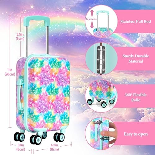 ARTST 18 inch Doll Clothes Accessories Girl Suitcase Luggage Travel Set-Doll Clothing Hat Handbag Sunglasses Camera Computer Passport Cell Phone for Christmas Birthday(NO Doll) - Image 1