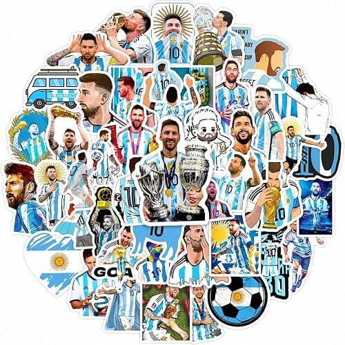 50PCS Soccer Player Messi Sticker for Fans, Vinyl Waterproof Laptop Water Bottle Stickers for Aldults Boys Girls Teens Cool Soccer Sport thumbnail 7