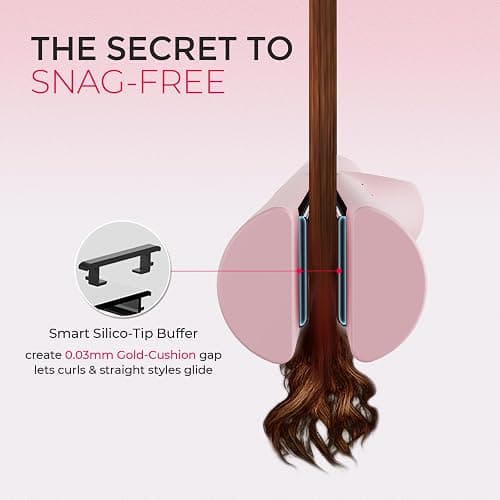 TYMO Airflow 2.0 Curling Iron Flat Iron - Hair Straightener and Curler 2 in 1, 1.25 Inch Curling Wand for Long Short Hair, Dual Voltage for Travel, 54 Million Ionic, Anti-Tangle, 5 Temps, Pink thumbnail 4
