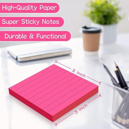 (18 Pads) Lined Sticky Notes 3x3 in Bright Ruled Post Stickies Colorful Super Sticking Power Memo Pads thumbnail 3