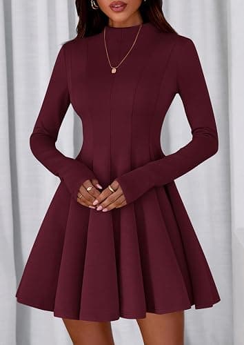 PRETTYGARDEN Fall Dresses for Women Elegant Classy 2025 Casual Long Sleeve Swing A Line Ruffle Short Homecoming Party Dress thumbnail 6
