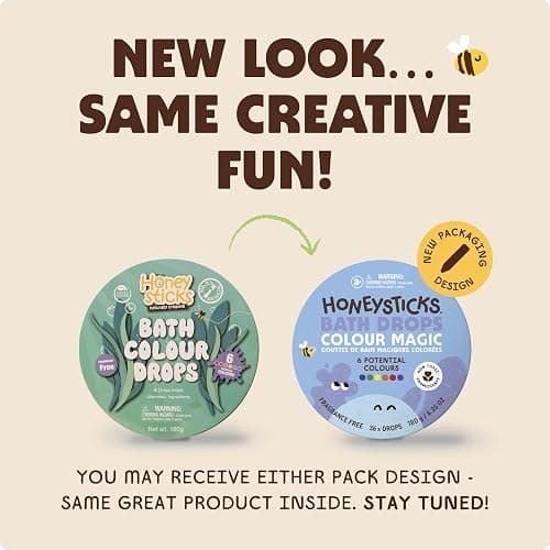 Honeysticks Bath Color Tablets for Kids - Non Toxic Bathtub Drops Made with Natural Ingredients and Food Grade Colors - Fragrance Free - Fizzy, Brightly Colored Bathtime Fun, Great Gift - 36 Drops thumbnail 5