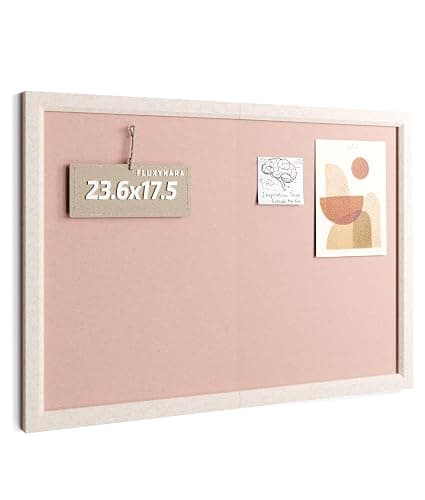 Fluxynara 23.6" x 17.1" Felt Frame Bulletin Board, Pink | Cork Board Alternative with 12 Removable Adhesive Tabs, Foldable Pin Board for Wall, Home, Office, Classroom & Dorm - Image 1