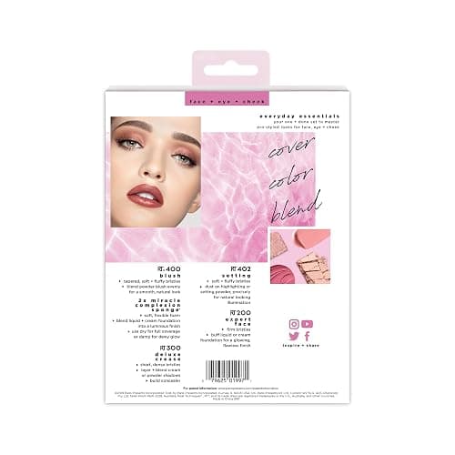 Real Techniques 6 Piece Everyday Essentials Makeup Brush Set, Includes 4 Brushes & 2 Makeup Sponges, For Foundation, Blush, Bronzer, Contour, Eyeshadow, & Powder, Travel Gift Set, Cruelty-Free & Vegan thumbnail 15