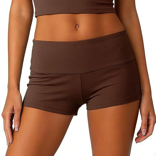 KMBANGI Womens Fold Over Shorts Elastic Waist Y2k Lounge Shorts Foldover Cute Pajama Micro Bottoms Mini Shorts Sleepwear thumbnail 2