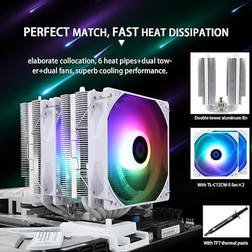 Thermalright Peerless Assassin 120 SE ARGB White CPU Air Cooler, 6 Heat Pipes CPU Cooler, Dual 120mm TL-C12CW-S PWM Fan, AGHP Technology, for AMD AM4/AM5/Intel LGA1700/115X/1851/1155/1200 thumbnail 3