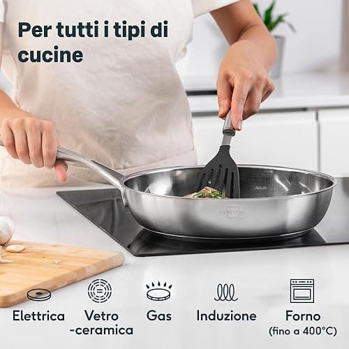 SILBERTHAL Padella acciaio inox 28 cm - Induzione gas e forno 400ºC - Senza rivestimento 18/10 - Triplo fondo thumbnail 4