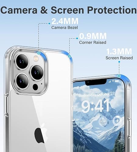 Vakoo Case for iPhone 13 Pro Max | Clear Anti-Yellowing, Hard Back, Military-Grade Drop Protection, Supports Wireless Charging - Transparent thumbnail 5