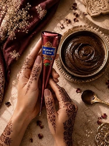 Krishmi Kaveeri Natural Henna Cone (Pack of 2) | Natural Ready to Use Henna Paste thumbnail 4