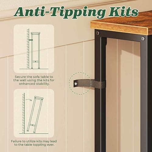 SUPERJARE 78.8 inch Narrow Behind Couch Table with 2 Charging Stations | 2 AC Outlets with USB-C Ports, Extra Storage Behind Sofa, Sofa Table Console Table for Entryway Living room, Rustic Brown thumbnail 7