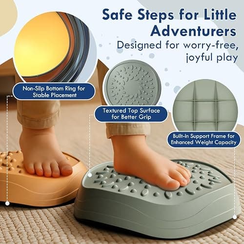 Lehoo Castle Stepping Stones for Kids, Balance Toddler Toys, Outdoor Toys | Non-Slip Sensory Toys, Balance and Gross Motor Skills, Indoor & Outdoor Obstacle Course for Kids, Coordination, 18M+ thumbnail 2
