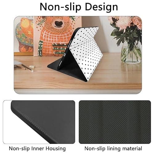 TopPerfekt Case for iPad 11th (A16) 11-inch 2025 / 10th Gen 10.9-inch 2022,Cute Polka Dot Stylish Aesthetics Design Protective Cover with Pencil Holder,Anti-Slip,Anti-Shock- Big Black Polka Dots White thumbnail 6