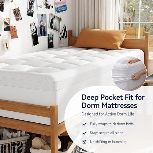 ELEMUSE Twin XL Dual Layer 3 Inch Memory Foam Mattress Topper for College Studends, Dorm Room Essentials, 2 Inch Cooling Gel Foam and 1 Inch Soft Pillow Top Bed Pad,Back to School Comfortable Support thumbnail 5