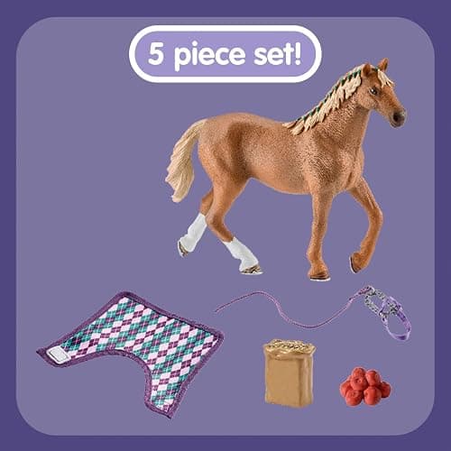 Schleich HORSE CLUB - 5PC English Thoroughbred Horse Toy Set with Accessories - Collectable, Realistic Toy Horse Figurine for Girls and Boys - Durable Farm Kids Toys Ages 5+ 42360 thumbnail 4