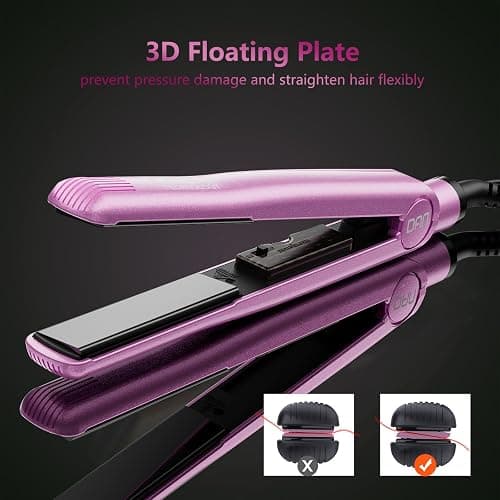 DAN Technology Hair Straightener, Ceramic Flat Iron, 1 inch, 500 ℉, Adjustable Temperature, Dual Voltage, Professional Flat Irons for Women thumbnail 2