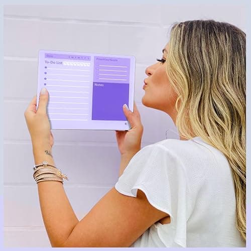 Desktop Thick Acrylic Dry Erase Board to Do Planning Board, 12" x 10", Desktop White Board with Stand, Frameless Purple Dry Erase White Board for Office/Home/School thumbnail 6
