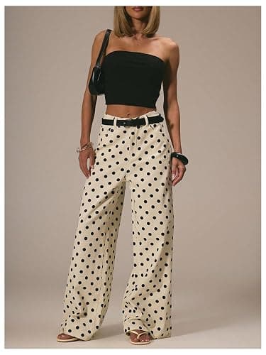 MakeMeChic Women's Polka Dots Loose Fit Pants Wide Leg Baggy Fall Jeans | Jeans for Women, Mid Waist Denim, Pants with Pocket, Fall Clothes, Y2k, Straight Leg, Trendy Clothes, Vintage Jean thumbnail 5