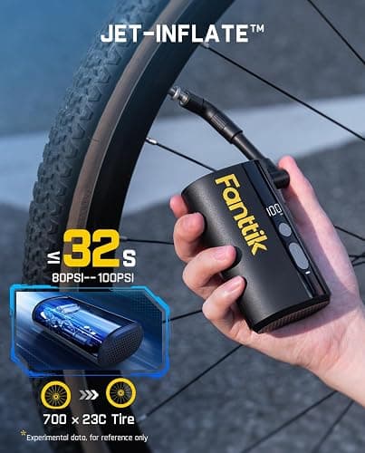 Fanttik X9 Ace Mini Bike Pump, 32s Fast Inflate Bike Pump with Gauge, 150PSI Electric Air Pump with Presta and Schrader Valve, Suitable for Mountain Bike, Road Bike, Electric Bike, MTB thumbnail 4