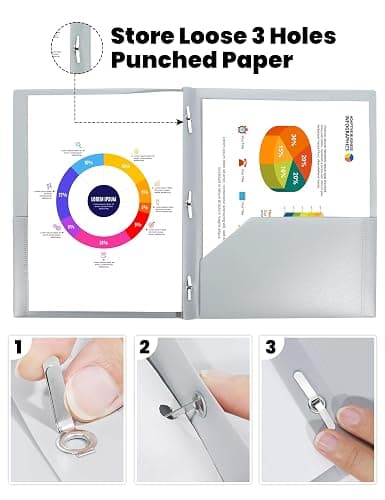 SUNEE 3-Prong Plastic Folders with Pockets (6 Pack, Pastel Colors) 2 Pocket Folders with Fasteners, Tear-Resistant Plastic Pockets, and Fit Letter Size Paper, Use for School Office Home Business thumbnail 4