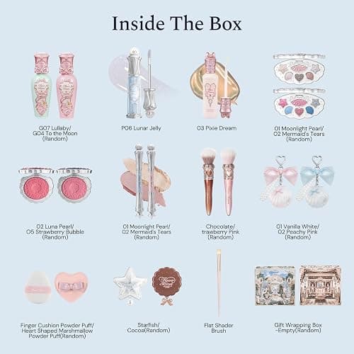 Flower Knows Shell’s Jewel 12-Piece Makeup Gift Box Set,Lip Gloss×2+Blush×1+ Eyeshadow Palette×1+Highlighter×3+Hair Clip×1+Mini Powder Puff×1+Blush Brush×1+Eyeshadow Brush×1+Gift Box×1 thumbnail 2