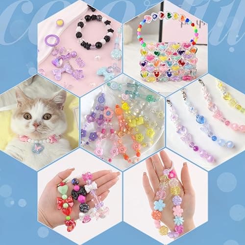400-450PCS TINKRSTUFF Assorted Acrylic Beads 6 Mixed Colors Cute Beads for Bracelet Making, Bow Aesthetic GummyBear Flower Butterfly Kawaii Charms for Jewelry Making DIY Necklace Keychain Phone Charm thumbnail 6