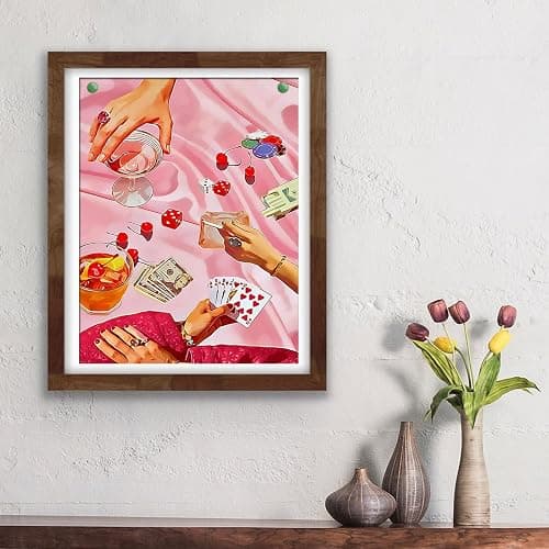 KICHANG Pink Diamond Art Kits for Adults Beginner,DIY Modern Diamond Painting 5D Round Full Drill Diamond Dots Gem Art Crafts with Tools,Funny Crafts for Home Wall Decor&Gift-12x16in thumbnail 5