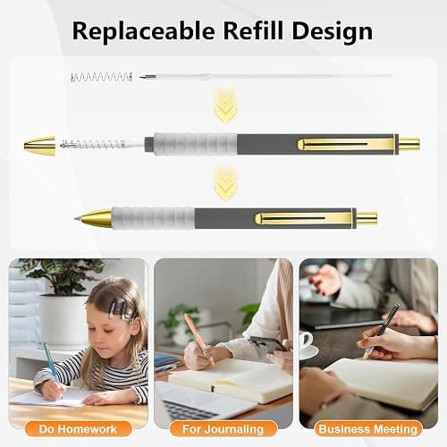 Ballpoint Pens Black Ink,10 PCS 1.0mm Medium Tip Retractable Pen,Long Lasting Smooth Writing Pens with Super Soft Grip,Suitable for Journaling, Take Notes,Gift for Women Men（Multicolor） thumbnail 6