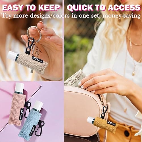 WK IEASON Lip Balm Holder Keychain Single 3pcs Clip on Chapstick Keychain Sleeves Holder Pouch Tight-Knit Elastic Lipstick Key Chain Holder thumbnail 3