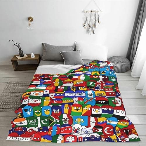 Countryball Polandball World Map Throw Blanket Flannel Fleece Fuzzy Blanket 40"X50" Soft Cozy Lightweight Blanket for Home Decor Bed Sofa Office Bedroom Living Room Travel thumbnail 5