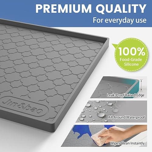 Jin&Bao Under Sink Mat 34" x 22" Waterproof Silicone Cabinet Kitchen Liner | Silicone kitchen cabinet protector, bathroom shelf liner, raised edge traps leaks, anti-slip, easy to clean & dishwasher safe thumbnail 3