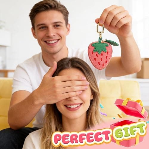 shuielai Cute Fruit Coin Purse Keychain, Mini Leather Bag Charms & Pouch Holder for Keys, Handbag, Backpack, Tote Kawaii Strawberry Lemon Charms Accessories Gift for Girls Women (WXC251204) thumbnail 7