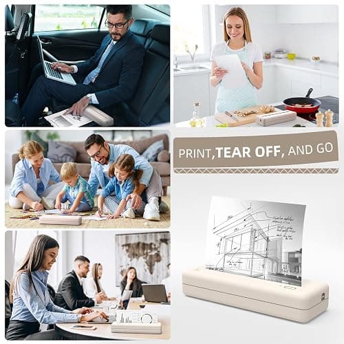 HPRT Portable Printers Wireless for Travel - MT810 Bluetooth Thermal Inkless Compact Printer, Paper Rolls Mobile Printing for Vehicles Office, Compatible with iPhone Android & Laptop - Beige thumbnail 7