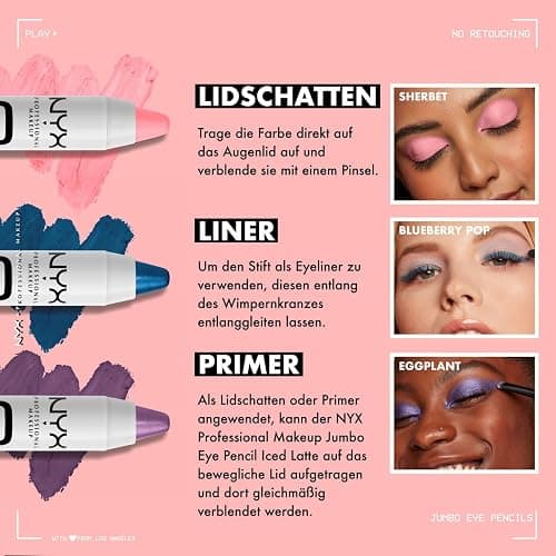 Jumbo Eye Pencil, strahlender Eyeliner, auch als Lidschatten, Base oder Highlighter geeignet, ohne Zerren oder Verblassen, Cremelidschatten in Weiß, 2er-Set, Milk 604A, 2x 5 g thumbnail 4