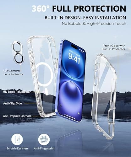 BANLEA Magnetic for iPhone 16 Plus Case Built-in Screen Protector, Clear | with Camera Lens Protector, [Compatible with MagSafe] Full Body Phone Case, Protective Cover for iPhone 16Plus 6.7" thumbnail 6